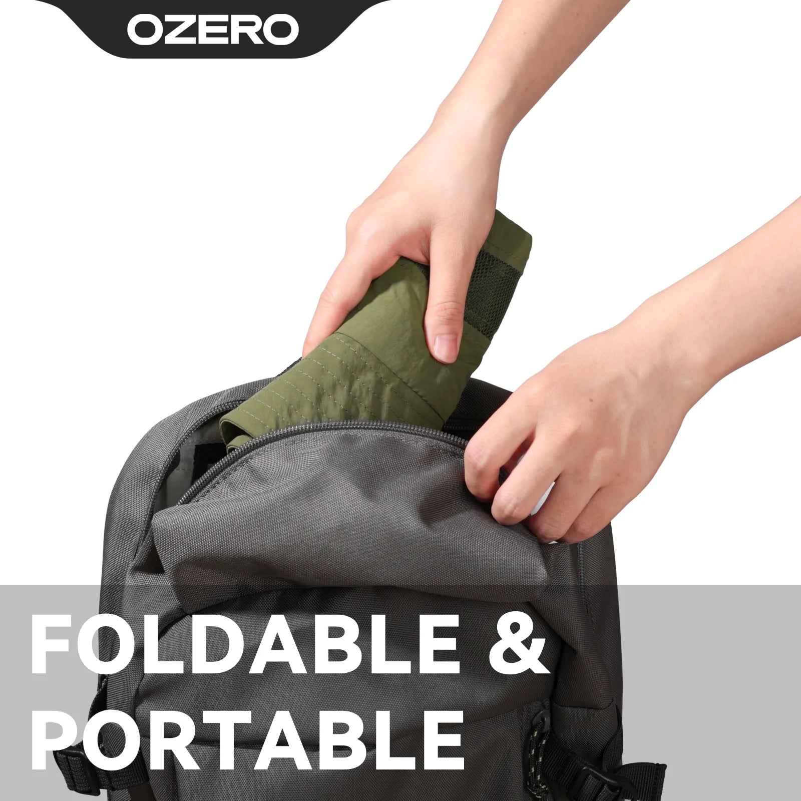OZERO UPF 50+ sun hat in green with wide brim, lightweight and breathable, ideal for hiking, fishing, and beach activities.