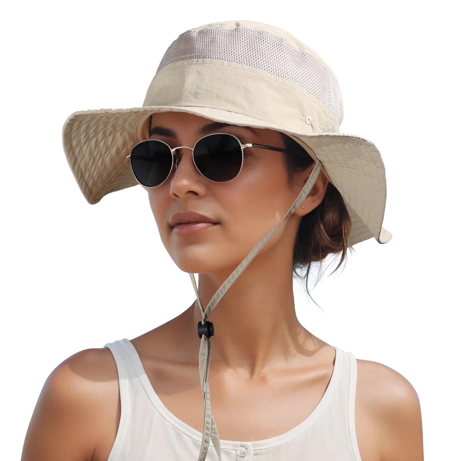 OZERO UPF 50+ sun hat with wide brim, lightweight and breathable for hiking, fishing, and beach outdoor activities.