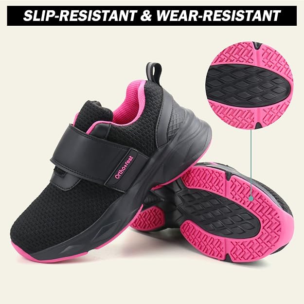 Ortho+Rest Women's Diabetic Orthopedic Walking Shoes Size 6UK / 39EU / 8US - Adjustable Closure for Swollen Feet, Edema, Bunions - Black Berry