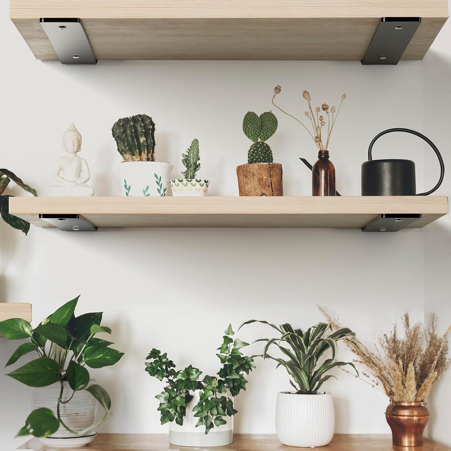 Heavy Duty Floating Shelf Brackets (2 Pack) – 200LBS Load, Hidden Design, DIY Industrial Wall Shelves - Zeta Store