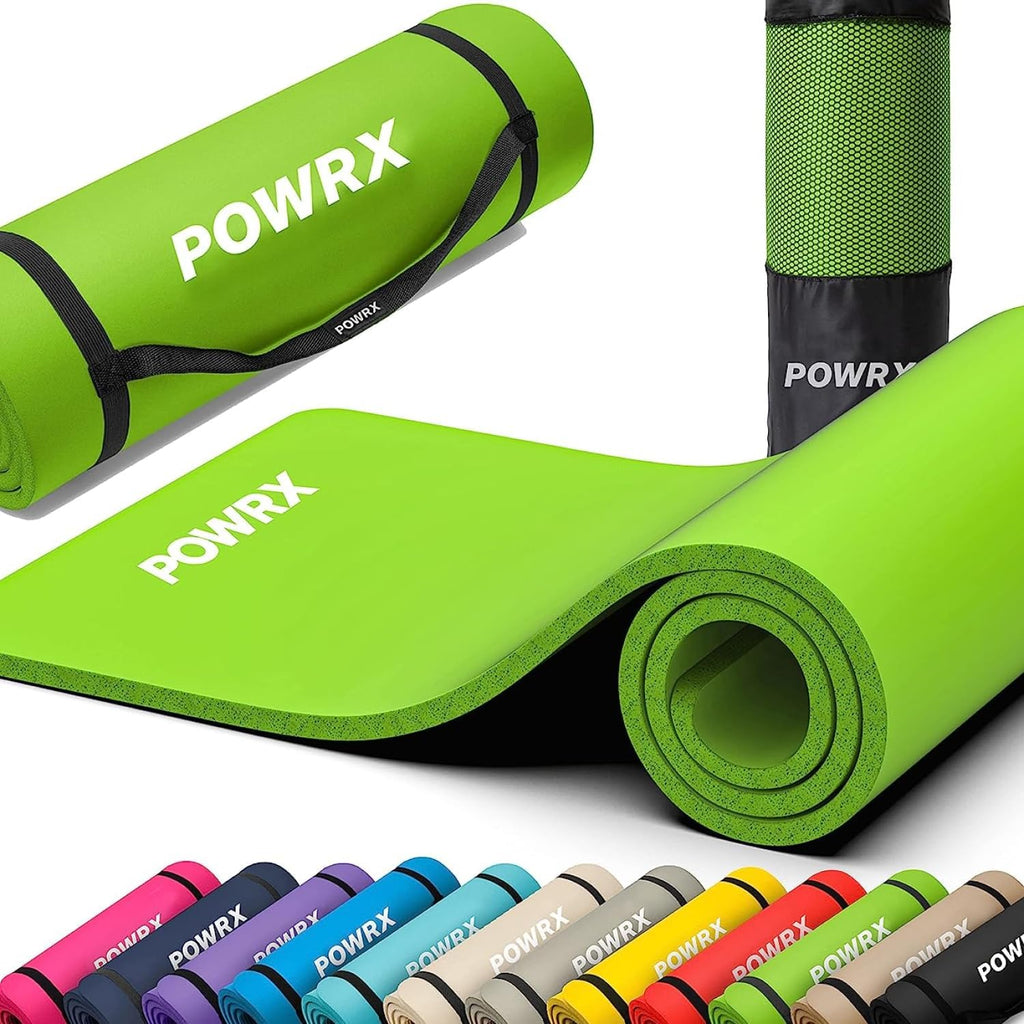 POWRX Premium Thick Exercise Mat | 190x60cm Extra Thick 1.5cm Sports & Yoga Mat | Non-Slip, Skin-Friendly & Phthalate-Free with Carry Bag