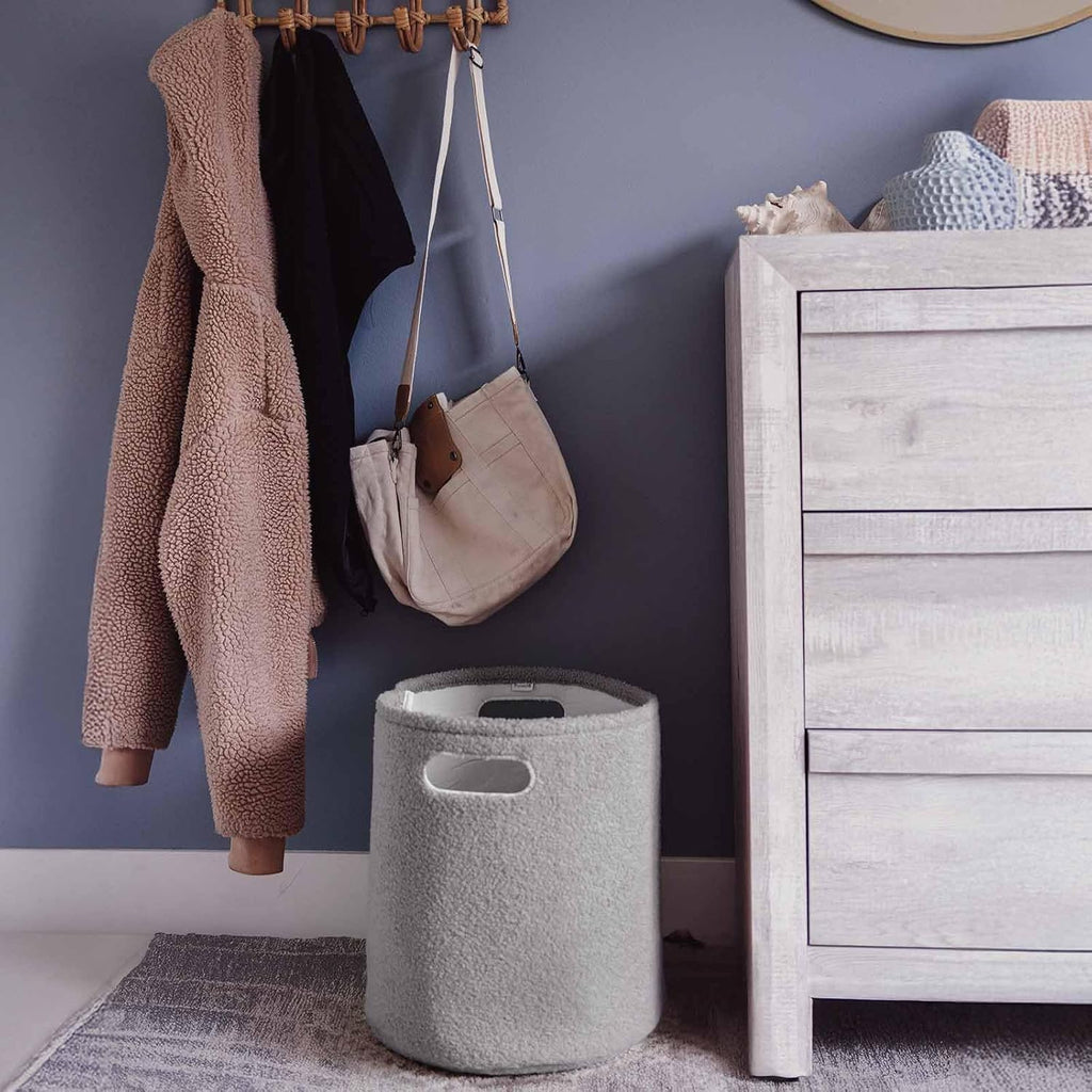PUTSKA Fleece Storage Basket - Soft Laundry Hamper & Toy Organizer in Cream, Brown, Grey | Multi-Room Decor Solution