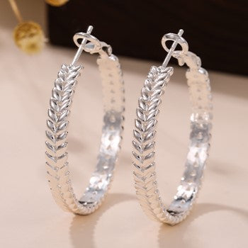 Pabbeu 925 sterling silver wheat hoop earrings, lightweight twisted design, hypoallergenic and nickel-free, 20-50mm size