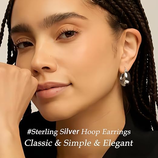 Pabbeu gold and silver hoop earrings for women, lightweight hypoallergenic stainless steel, large oval and thick hoop styles.