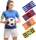Pack of 4 Multi-Sport Captain Armbands | Adjustable Elastic Soccer, Hockey & Rugby Armbands in Red, Blue, Yellow & Orange