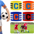 Pack of 4 Multi-Sport Captain Armbands | Adjustable Elastic Soccer, Hockey & Rugby Armbands in Red, Blue, Yellow & Orange