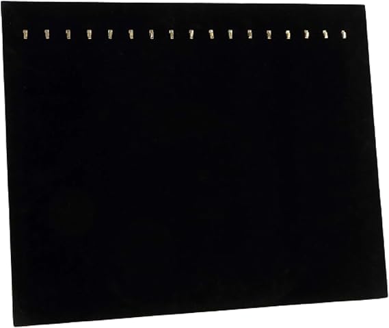 Pack of 2 Black Velvet Jewelry Display Stands | 17-Hook Necklace Holder Board for Boutique & Store