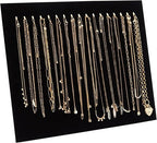Pack of 2 Black Velvet Jewelry Display Stands | 17-Hook Necklace Holder Board for Boutique & Store