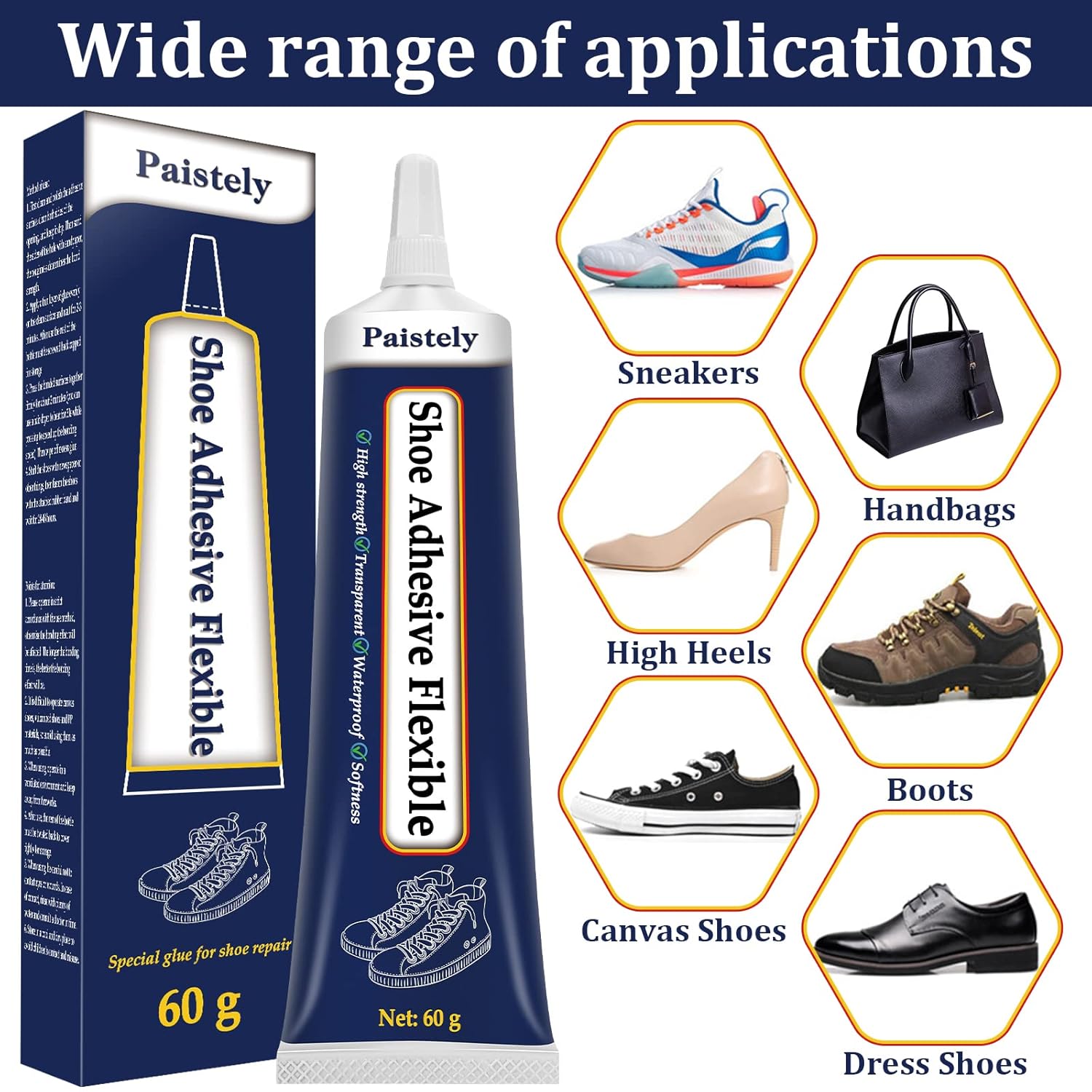 Paistely Professional Shoe Repair Glue - 60g Waterproof, Flexible & Non-Hardening Adhesive for Soles, Leather & More - Zeta Store
