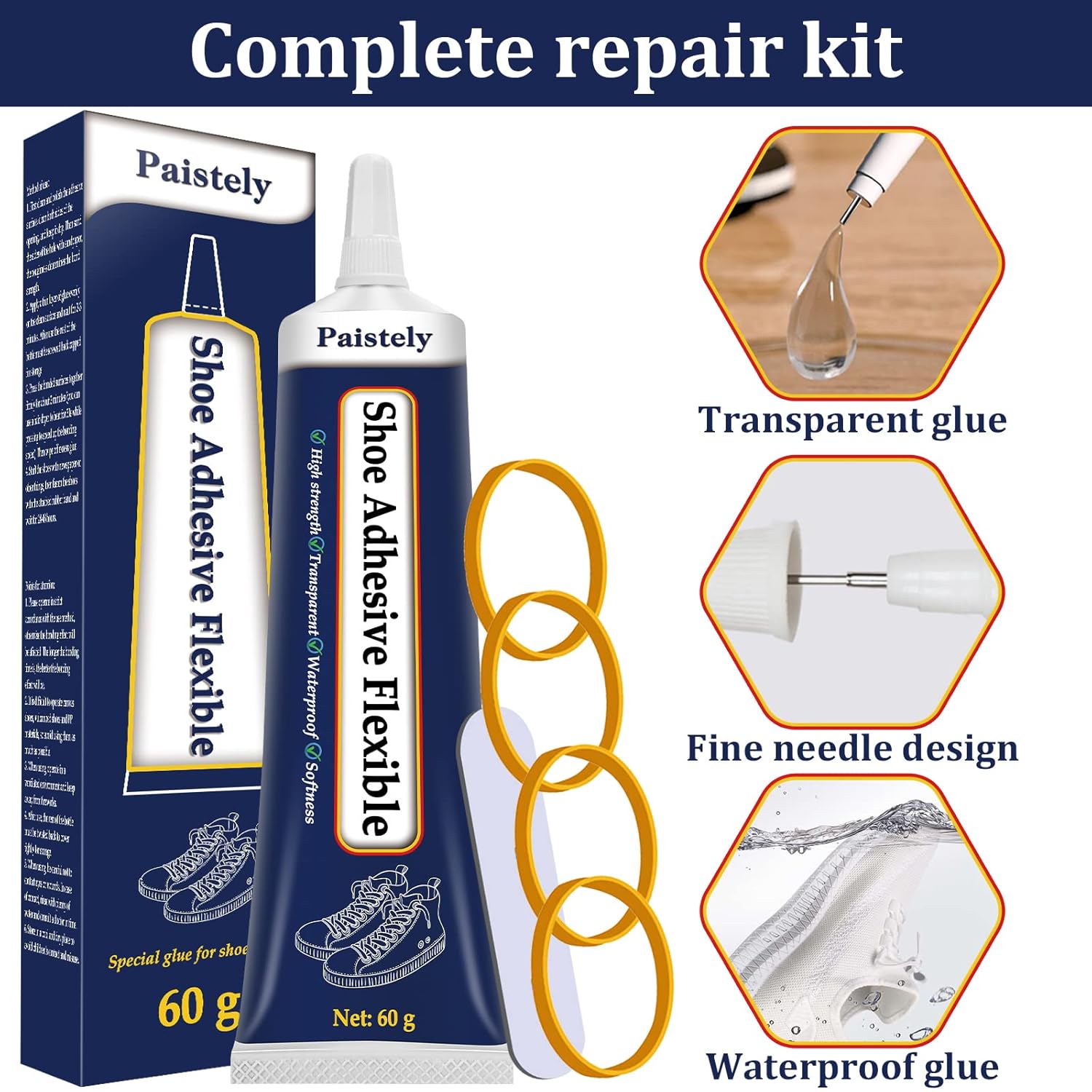 Paistely Professional Shoe Repair Glue - 60g Waterproof, Flexible & Non-Hardening Adhesive for Soles, Leather & More - Zeta Store