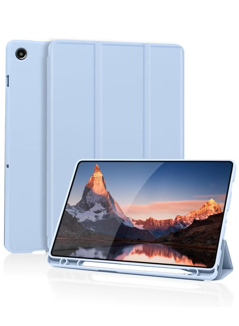 Palkitsee sky blue Samsung Galaxy Tab A9 Plus 11-inch smart cover with auto sleep/wake, soft TPU back, S Pen holder, and shockproof design.