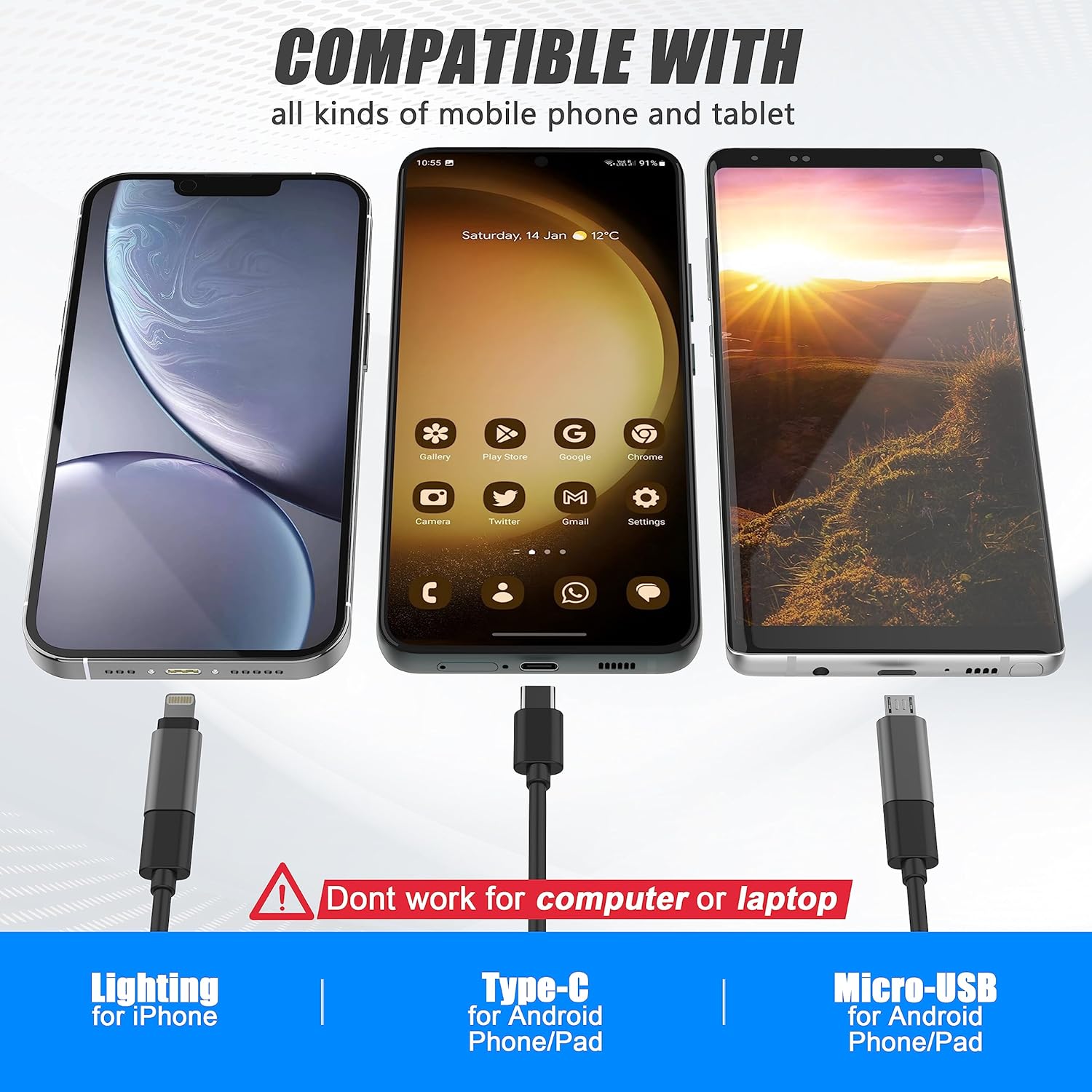 Pancellent 5.5mm 1920P Snake Inspection Borescope – HD Industrial Endoscope with 6 LED Lights