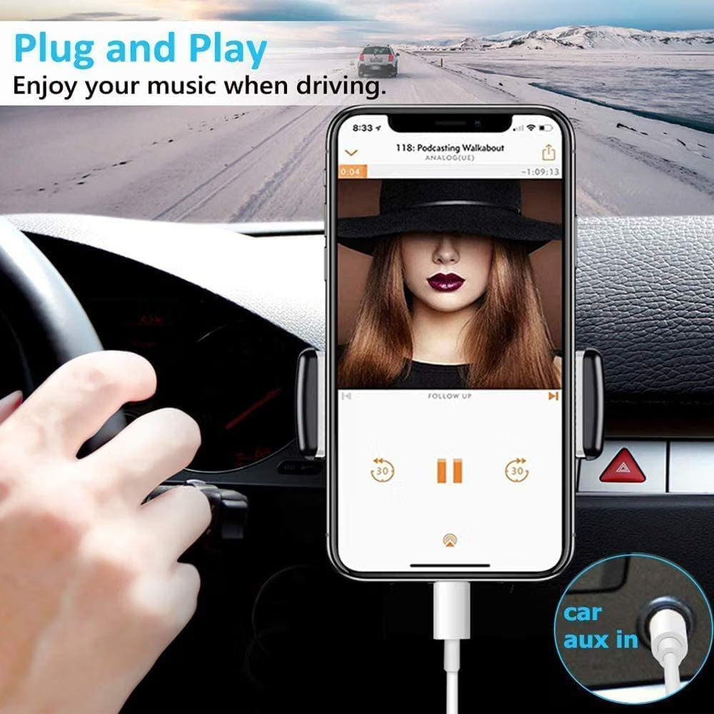 Paper Mate iPhone to 3.5mm Aux Cable - Lightning to Aux Cord 1M (3.3ft) White for Car Stereo, Speaker, Headphones - Hi-Fi Sound