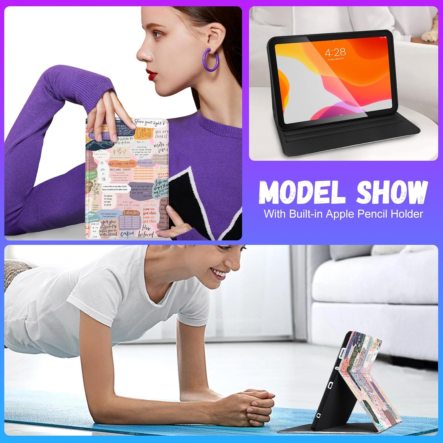 Pegmode Inspirational Quote iPad Pro 11 Case 2024/M4 | Aesthetic Collage Design | Apple Pencil Holder | 🌟 Brand New & A Real Bargain!