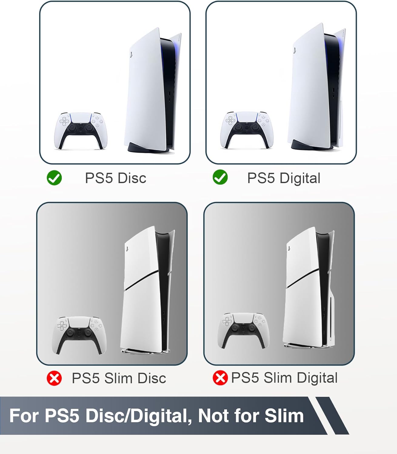Pickpiff PS5 Wall Mount – Heavy-Duty Floating Stand for PS5 Disc & Digital Edition with 2 Controller Brackets – 33lb Capacity – Not for Slim