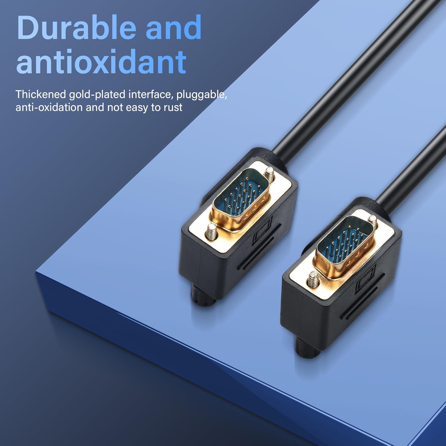 Pngkyocn 90° VGA cable with 1.5m length, male to male, full HD 1080p, bend angle design, for PC, laptop, or projector connection