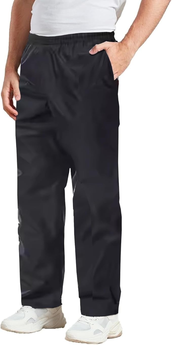 Price Beater Professional Chef Trousers Size M - Unisex Black Kitchen Uniform, Poly-Cotton, Elasticated Drawstring Waist