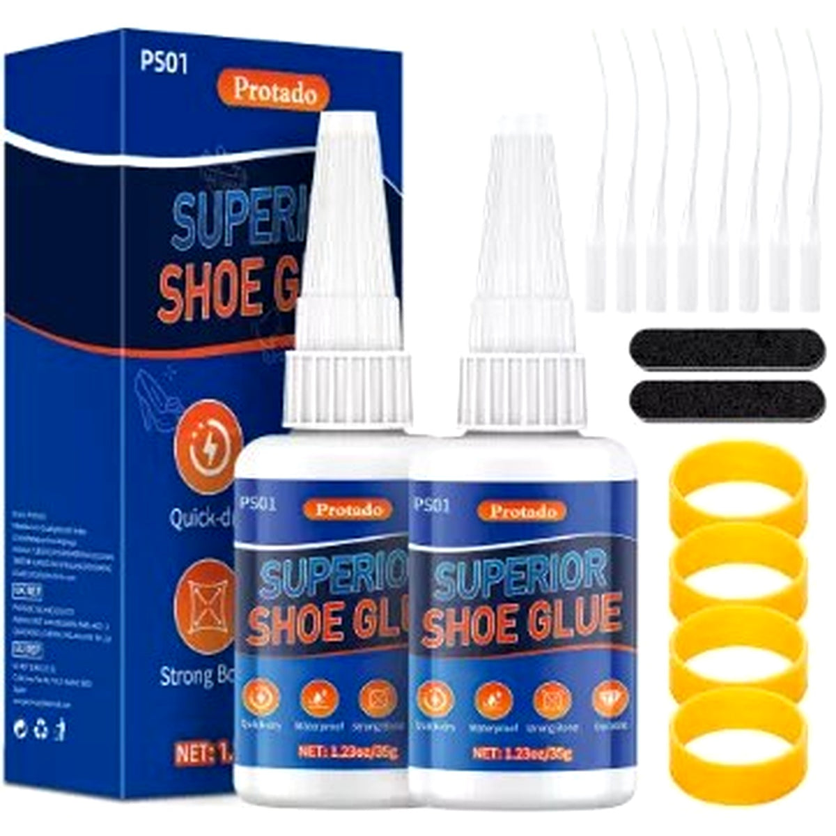 Protado PS01 Super Shoe Glue – 2x35g Pack – Heavy Duty, Waterproof, Fast Drying – Sneakers, Boots, Soles, Heels