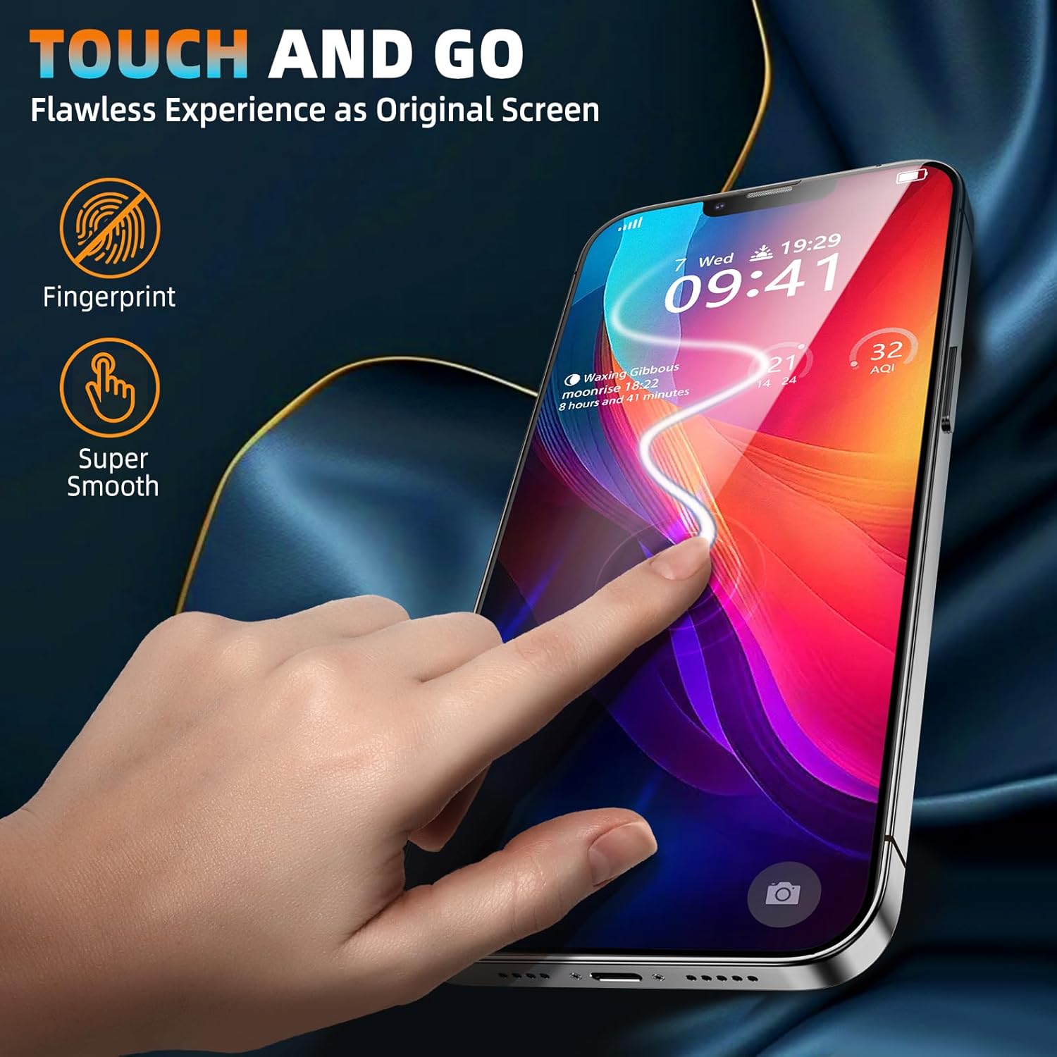PuyaTeya iPhone UNBREAK 9H glass screen protector with auto-dust removal, full coverage, bubble-free, case friendly, black box.