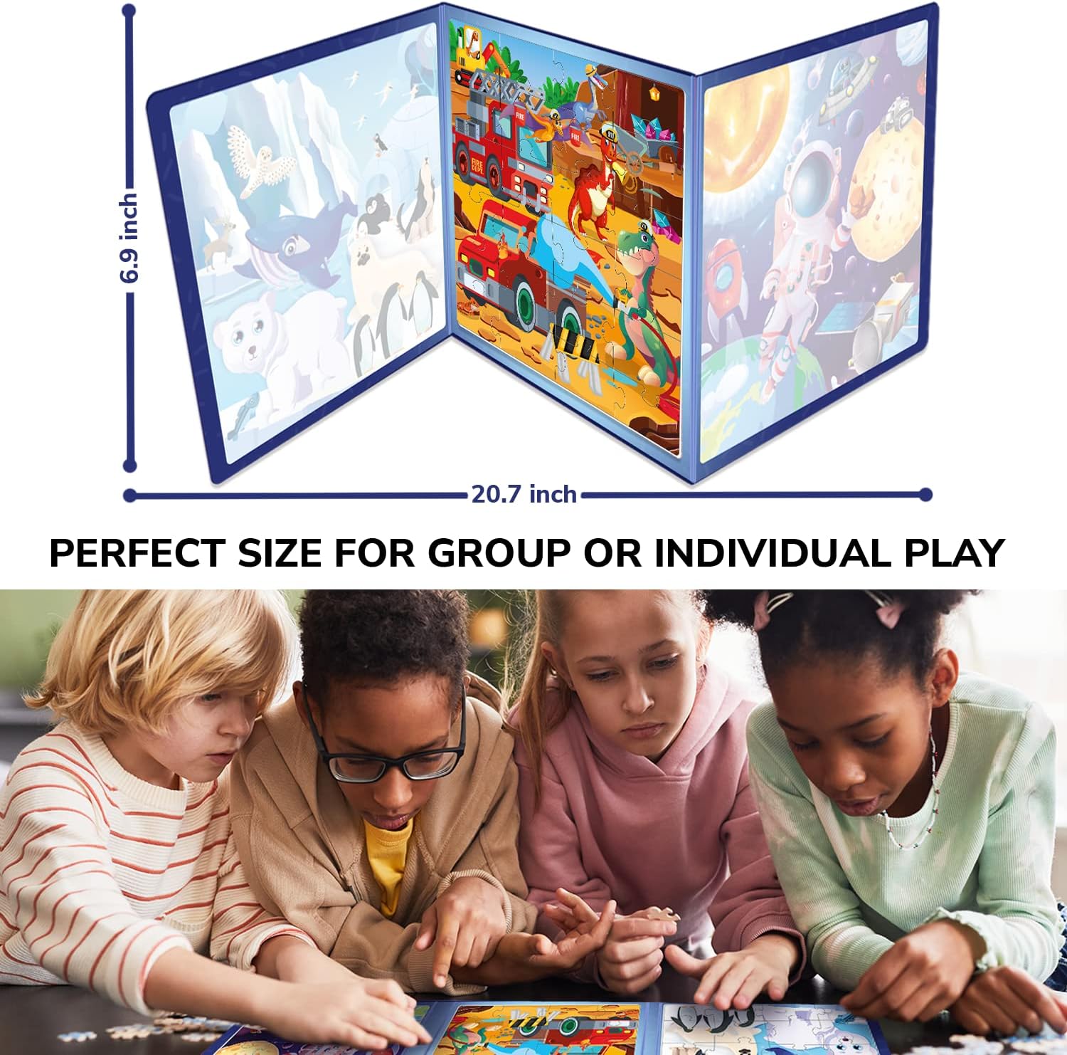 QUOKKA 3-in-1 Magnetic Puzzle Set for Toddlers 2-4 – 24-Piece Animal, Dino & Car Travel Games for Kids Ages 3-5 – Educational & Fun Road Trip Activity