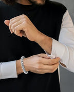 QianSiLi Men's Byzantine Chain Bracelet | 316L Stainless Steel Chunky Link Bracelet in Silver, Gold & Black | Gift Ready for Men & Boys