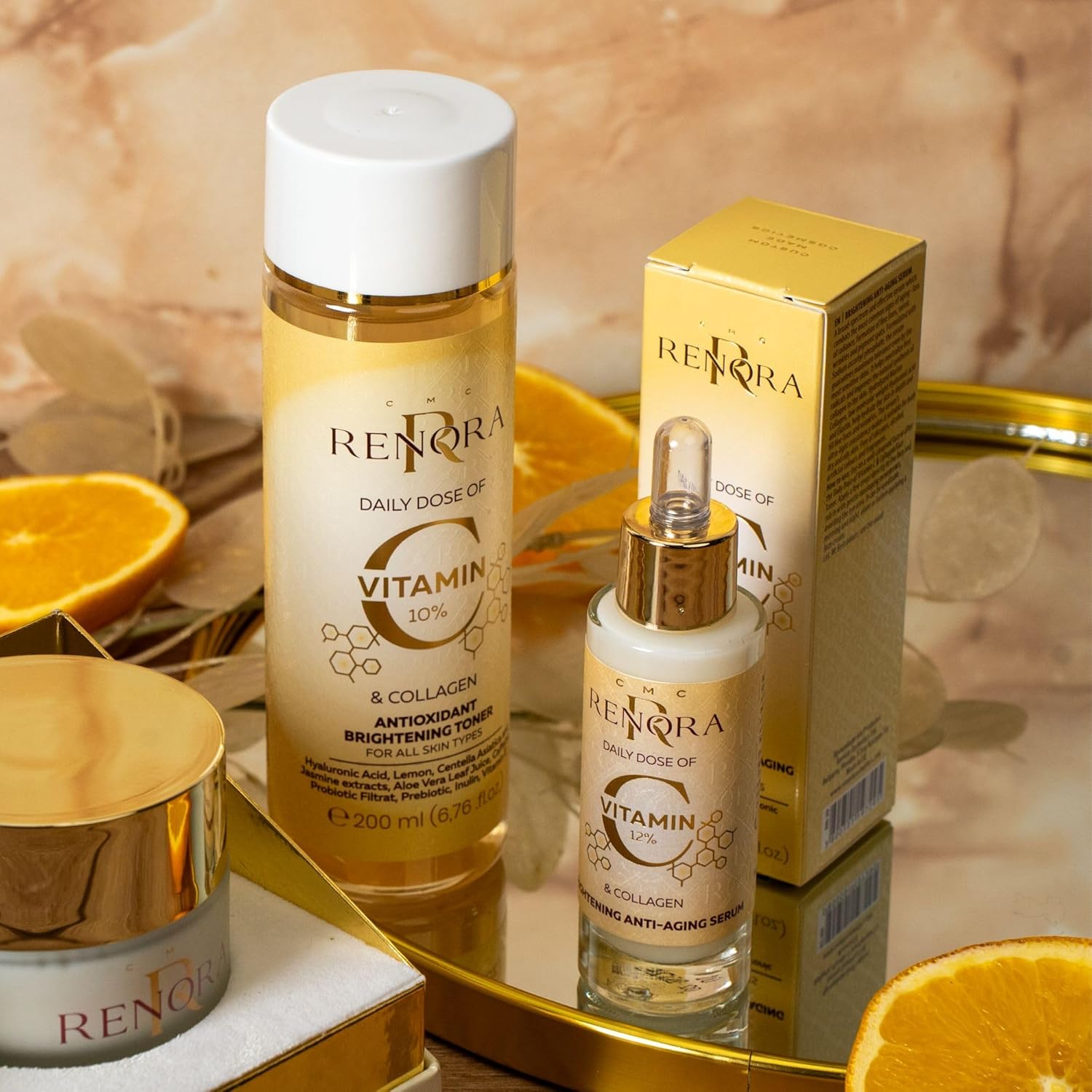 RENORA 10% Vitamin C & Collagen Brightening Toner | Antioxidant, Hyaluronic Acid & Probiotics | Reduces Blemishes & Scars | 200ml - Zeta Store