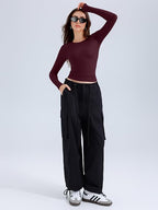 REORIA Long Sleeve Shirt | Lightweight Base Layer | All-Season Stretch Top | Size: L - Zeta Store