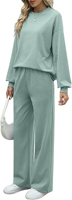 REORIA -  CozyChic Lounge Set | Ultra-Soft 2-Piece Tracksuit | Wide-Leg Joggers outift - Zeta Store