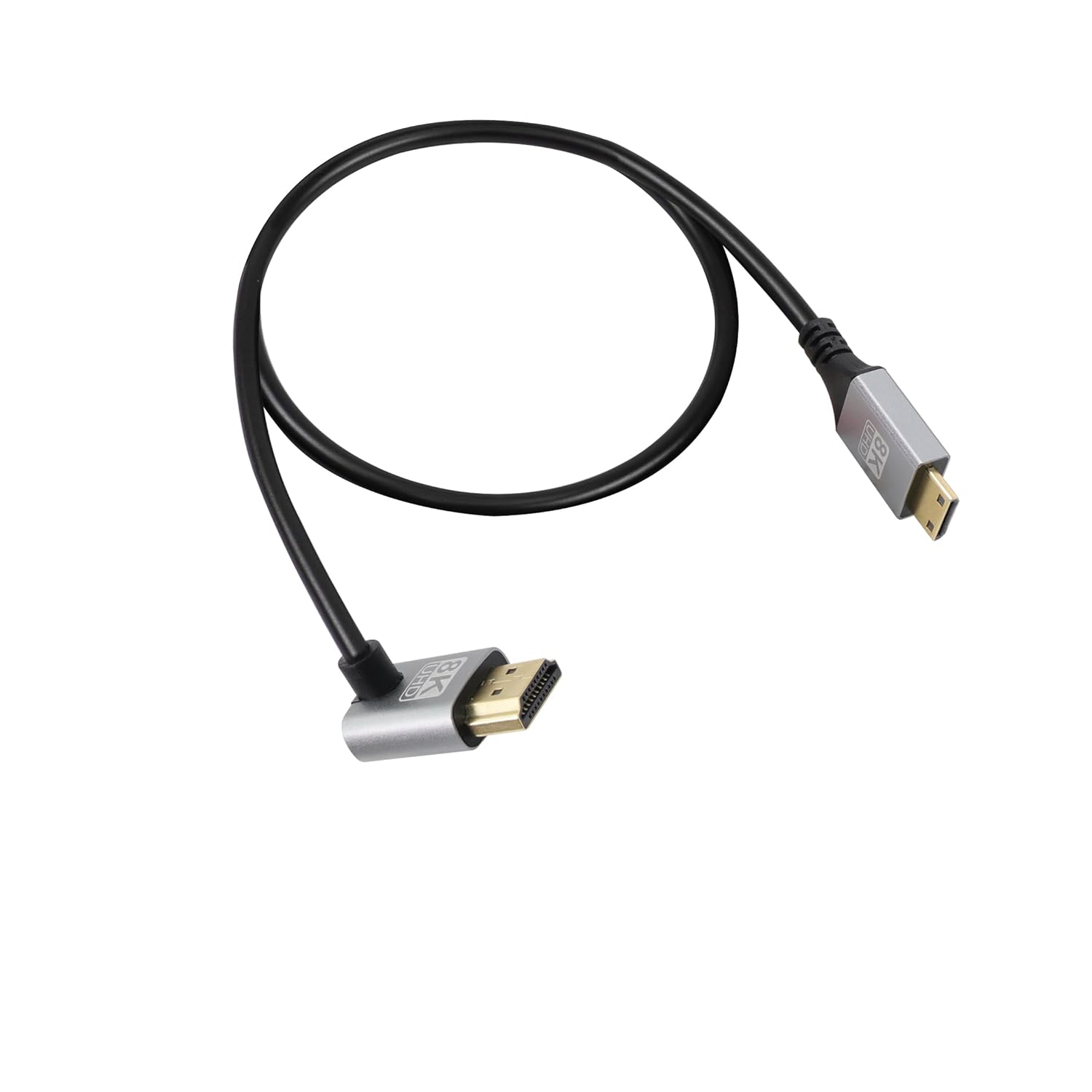 RIIEYOCA 8K Mini HDTV to 90° downward angle HDTV cable with gold-plated connectors, supports 8K@60Hz, 48Gbps, ultra durable.