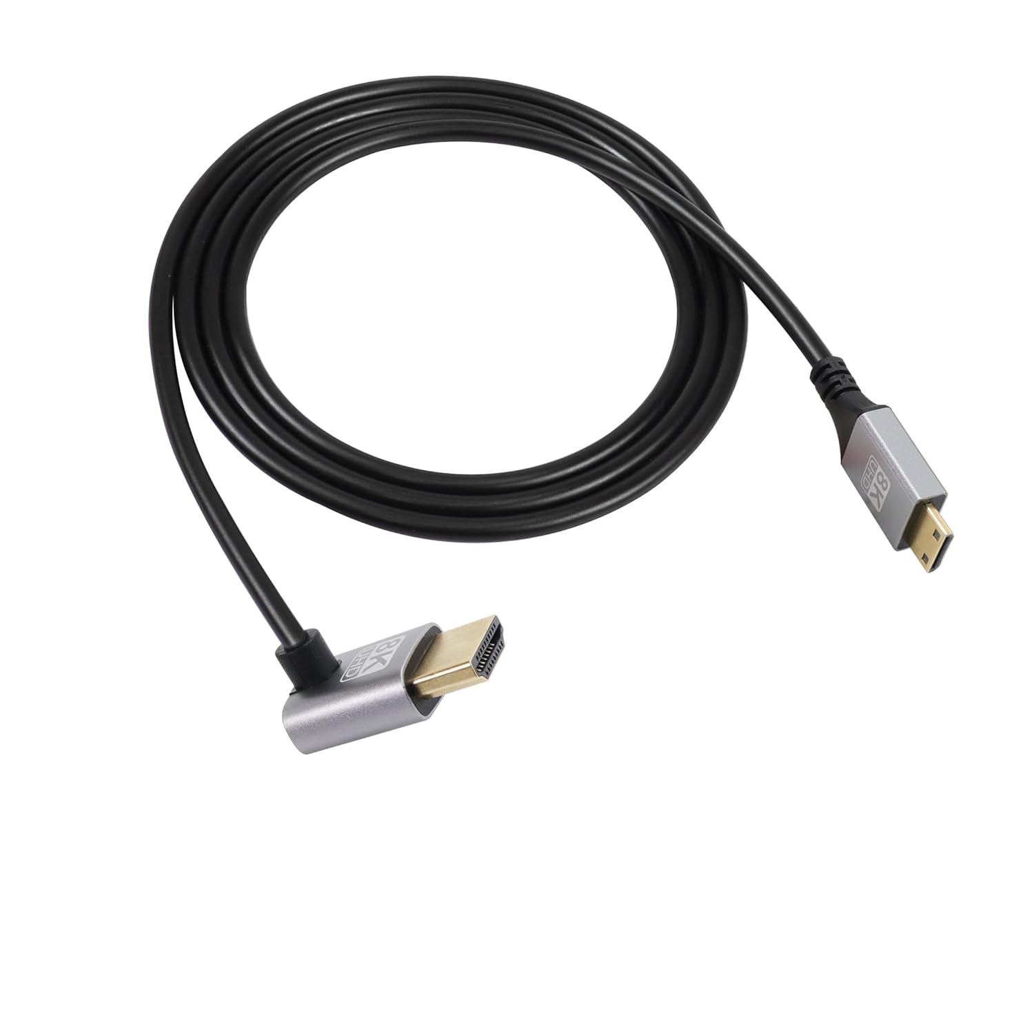 RIIEYOCA 8K mini HDTV to 90° up or down angle HDTV cable, gold-plated, 48Gbps, supports 8K@60Hz, ultra durable for high-quality video.