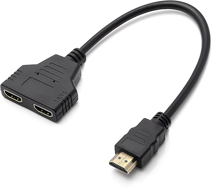 HDMI Cable Splitter - 1 in 2 Out HDMI Splitter, Male to Dual Female, 1 to 2 Way Distributor for LCD, LED, TV, DVD and More, Plug and Play - Zeta Store