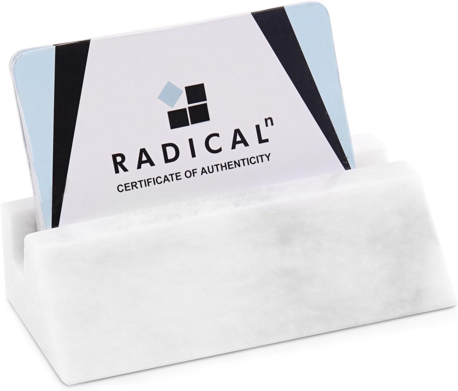 RADICALn White Marble Business Card Holder | Handmade Premium Desk Organizer for Credit Cards, Debit Cards & Gift Cards | Compact & Stylish Office Supply (Holds 20+ Cards) - Zeta Store