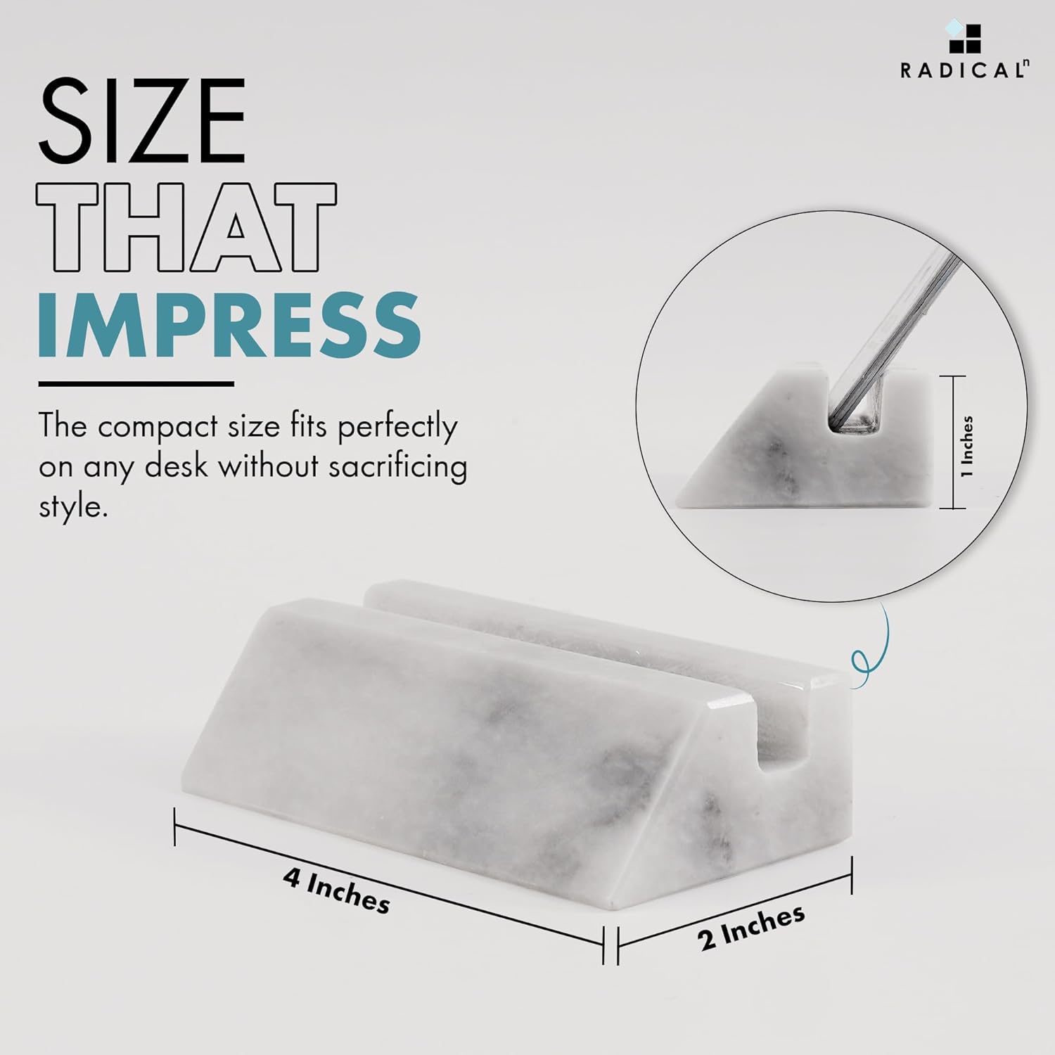 RADICALn White Marble Business Card Holder | Handmade Premium Desk Organizer for Credit Cards, Debit Cards & Gift Cards | Compact & Stylish Office Supply (Holds 20+ Cards) - Zeta Store
