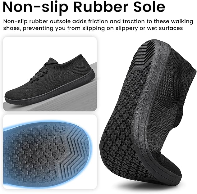 Raoendis Wide Barefoot Shoes for Women | Minimalist Trail Trainers with Wide Toe Box | Lightweight & Breathable Walking Sneakers | Non-Slip Rubber Sole | Size UK8, EU42