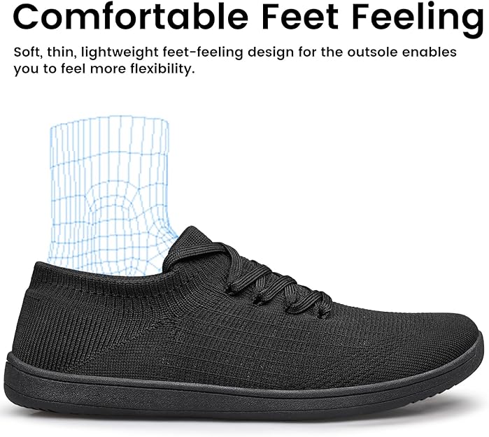 Raoendis Wide Barefoot Shoes for Women | Minimalist Trail Trainers with Wide Toe Box | Lightweight & Breathable Walking Sneakers | Non-Slip Rubber Sole | Size UK8, EU42