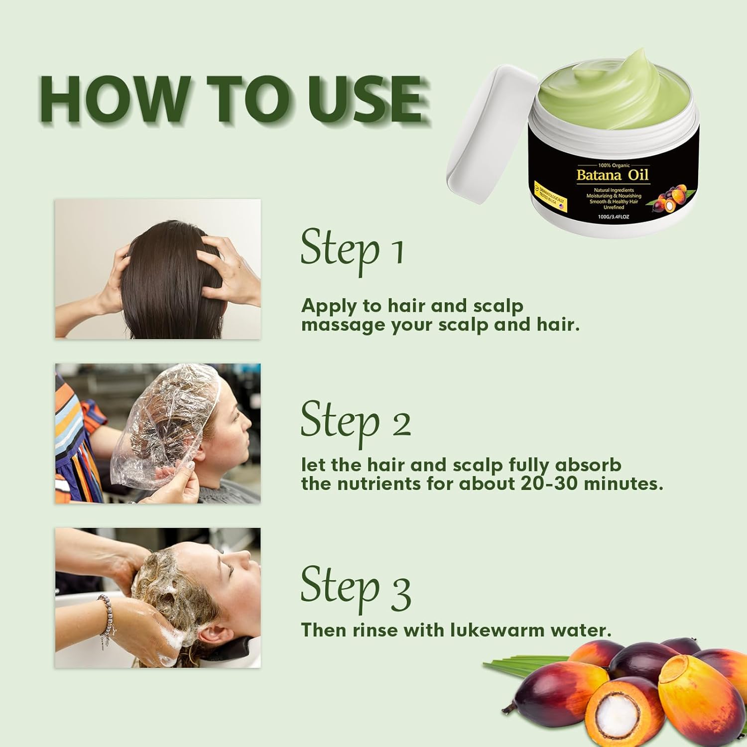 Raw Organic Batana Oil • 100% Pure &amp; Unrefined • Anti-Hair Loss • Promotes Growth • Thicker, Fuller Hair • 3.4 fl oz