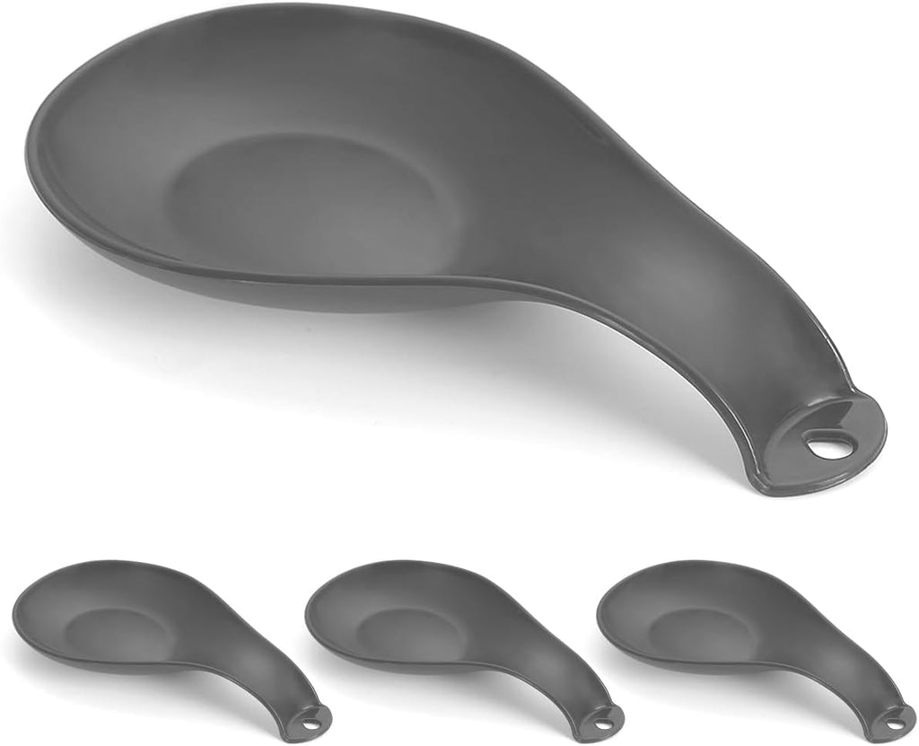 ReaNea 4-Piece Gray Spoon Rest Set | Stove Top Utensil Holder for Ladles & Spatulas | Stackable, Dishwasher Safe & Multi-Functional