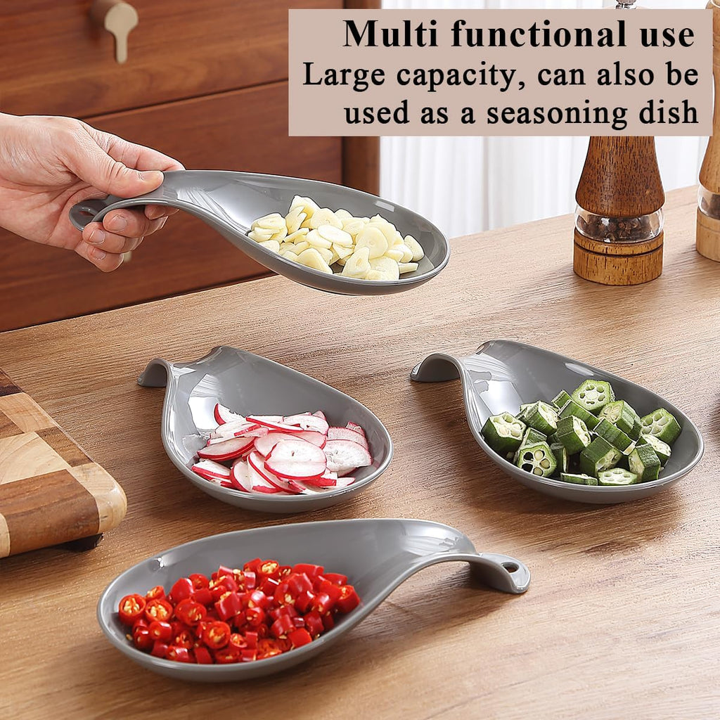 ReaNea 4-Piece Gray Spoon Rest Set | Stove Top Utensil Holder for Ladles & Spatulas | Stackable, Dishwasher Safe & Multi-Functional