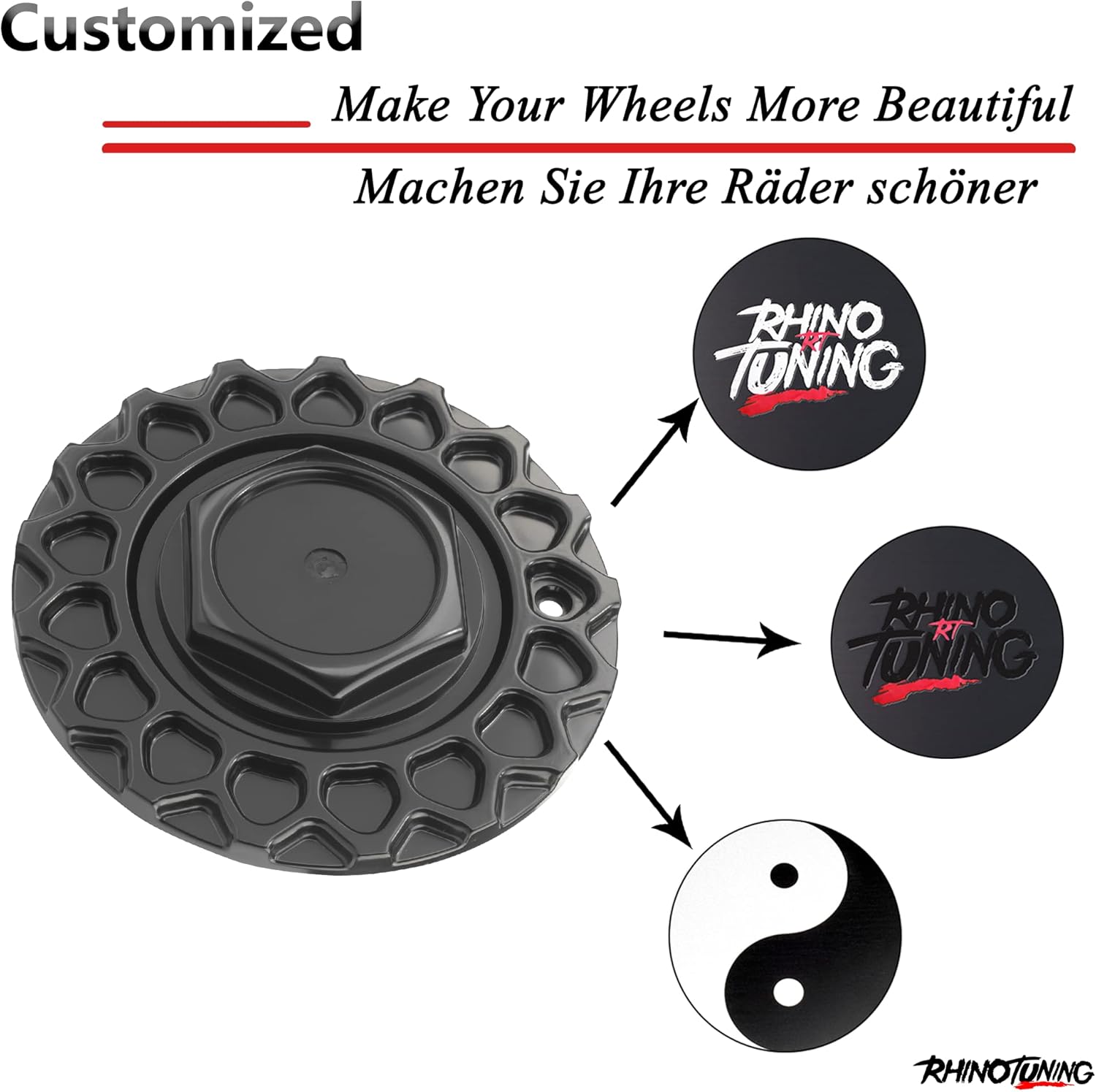 Rhinotuning - BRAND-NEW BARN FIND! 4-Pack Black Wheel Center Caps | 168mm OD | Universal Fit for BBS, BMW & More! - Zeta Store