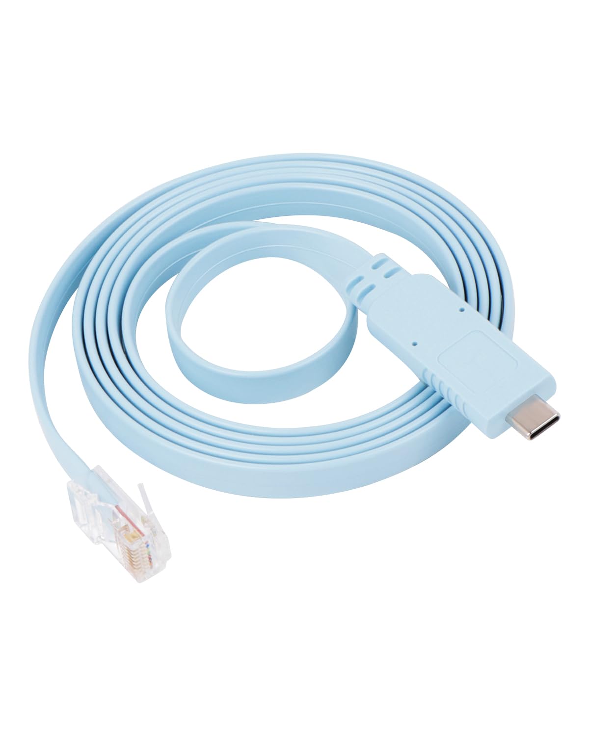 Riieyoca 1.5m USB C console cable with RJ45 for Cisco routers and switches, 8-core oxygen-free copper, built-in 2303 chip.