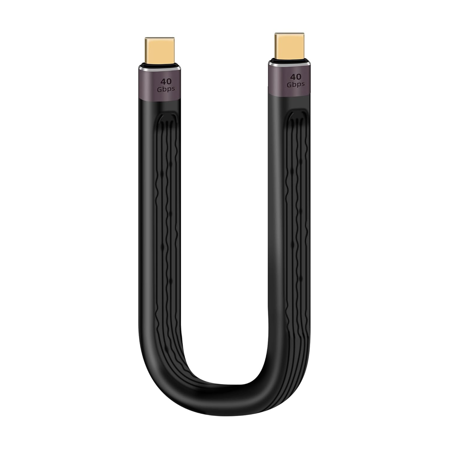 Riieyoca 40Gbps USB C to USB C cable, 13.8cm flat design, supports 100W fast charging and 8K @ 60Hz video transfer.