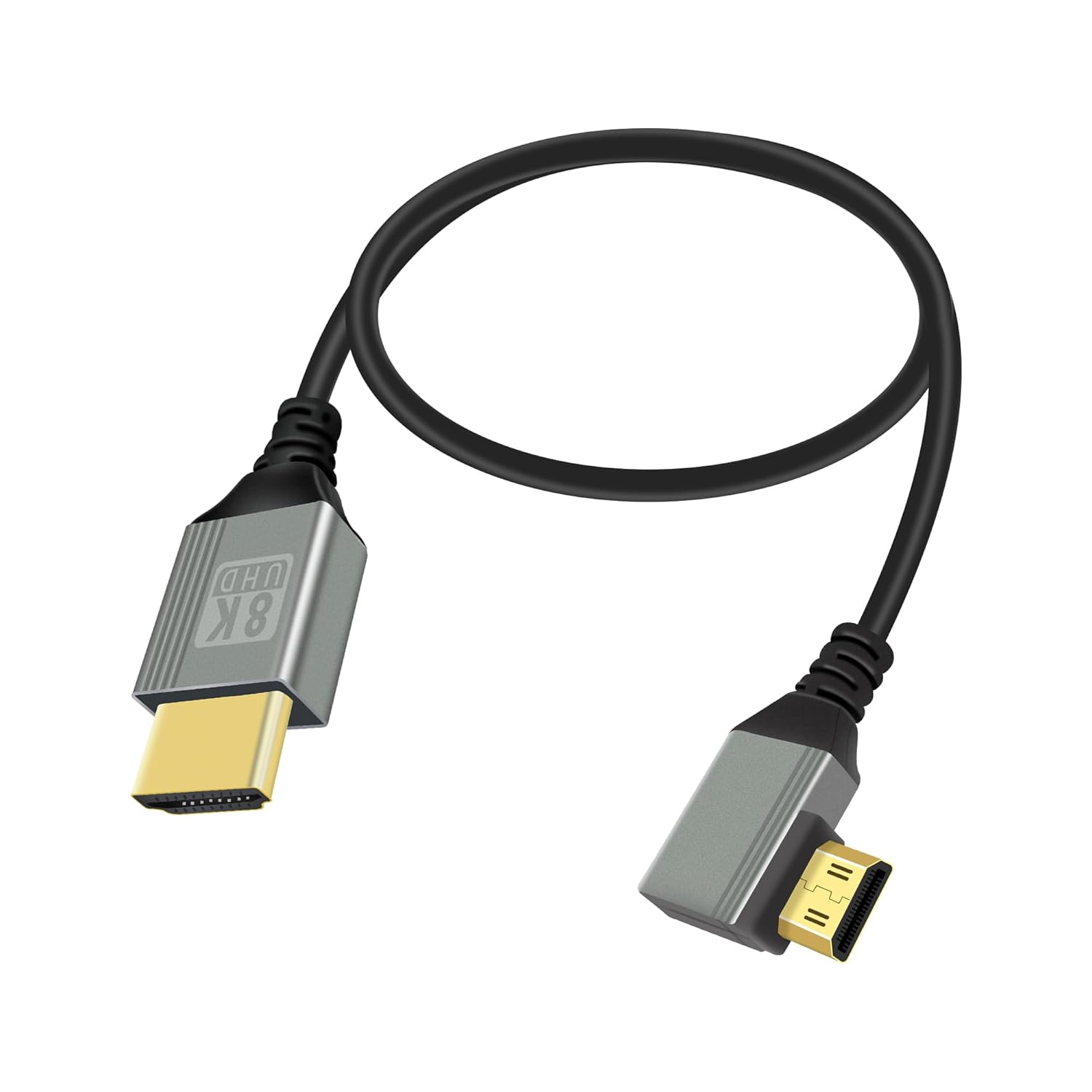 Riieyoca 8k Mini HDMI to HDMI cable with 90° angle, 48Gbps, 8K@60Hz, 4K@120Hz, compatible with laptop, TV, projector
