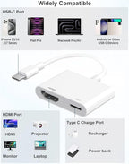 ⚡ RJLLKD 2-in-1 USB C to HDMI Adapter with PD Charging - Digital AV Sync Connector for iPhone 15/16/17 Series, iPad, MacBook, Samsung | Brand New