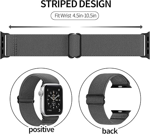 RockloookY 4-pack elastic stretch bands for Apple Watch, soft nylon replacement wrist straps in red for 38mm to 45mm models.
