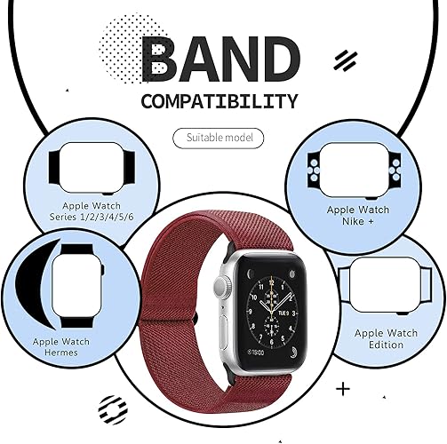 RockloookY 4-pack elastic stretch nylon replacement bands for Apple Watch, soft white wrist straps for 38 to 45mm models
