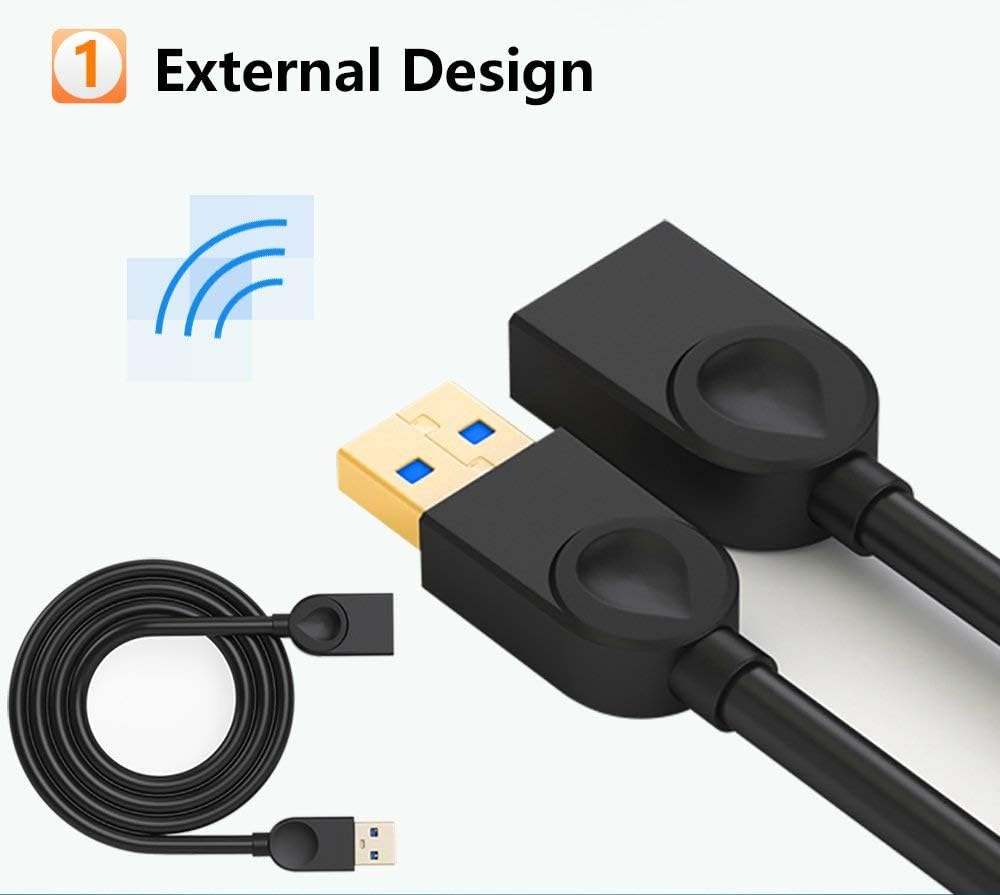 SAMZHE USB 3.0 Extension Cable - 5Gbps High Speed Data Sync &amp; Charging Cable, Male to Female with Gold-Plated Connectors, 3-Layer Shielding