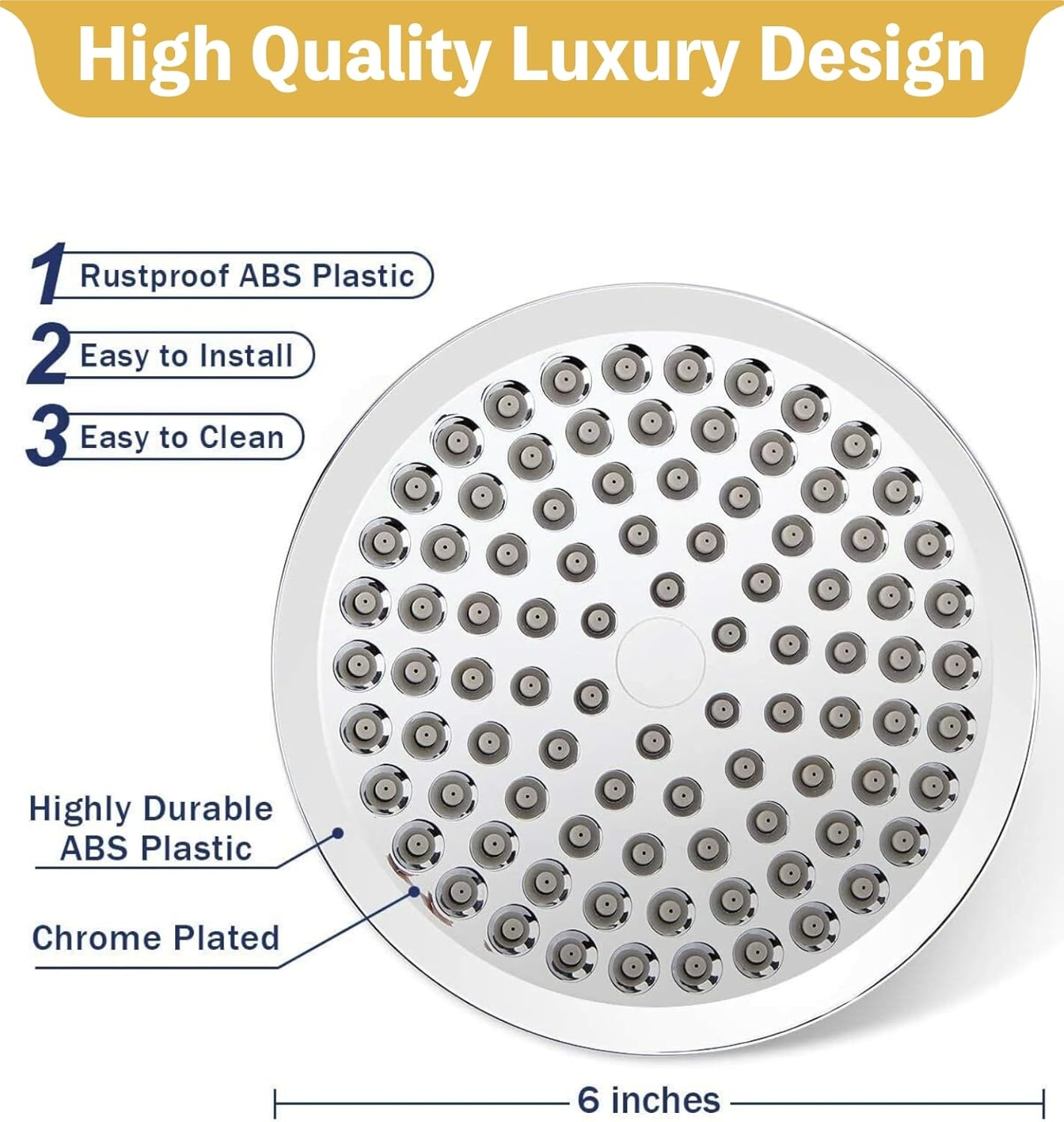 SIEYESCITY Ultimate 6" Rainfall Shower Head – High-Pressure Luxury Spa Experience for Less! 💎 - Zeta Store