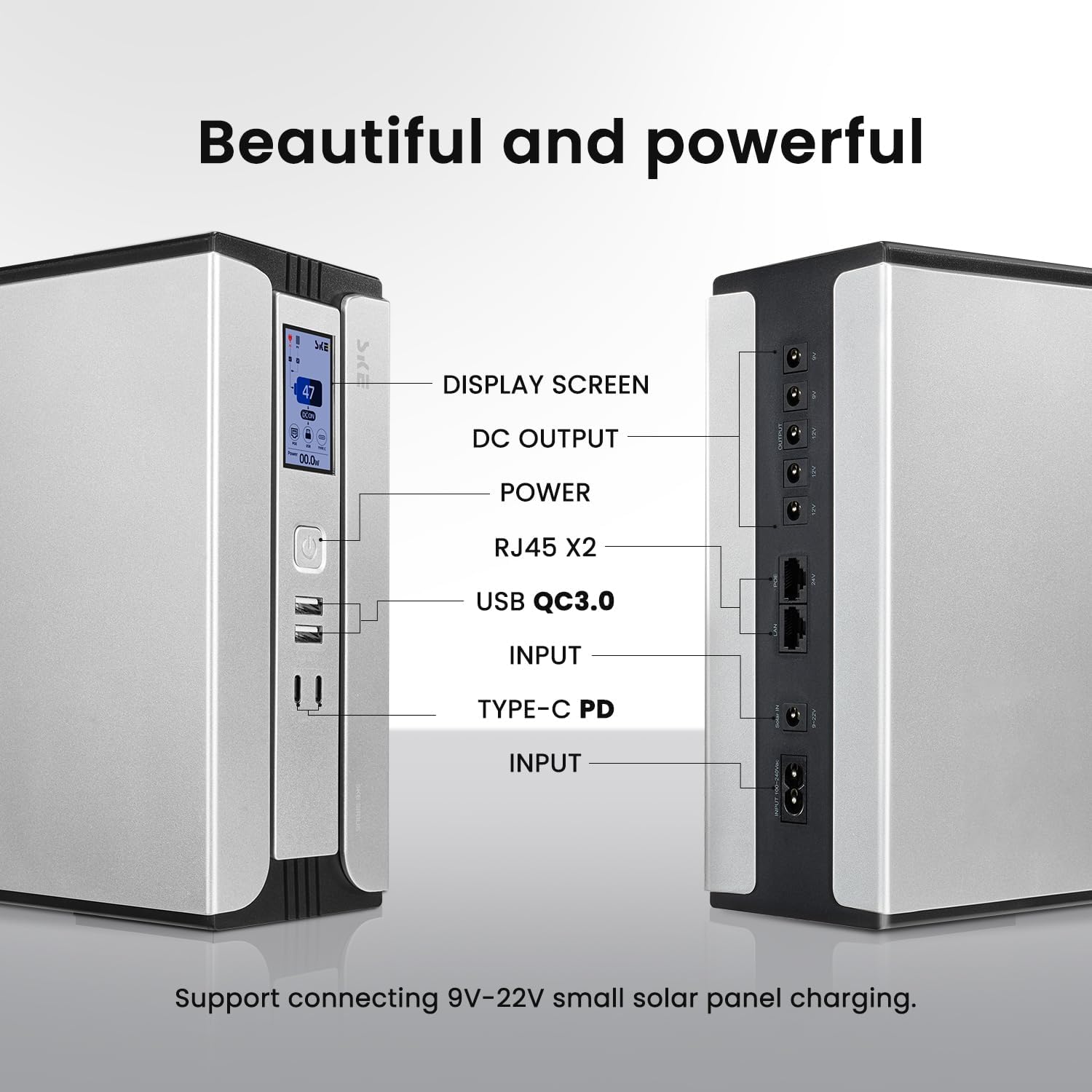 SKE Mini UPS 30000mAh WiFi router battery backup with surge protector, Type-C PD, DC output, for modem, CCTV, smart home devices