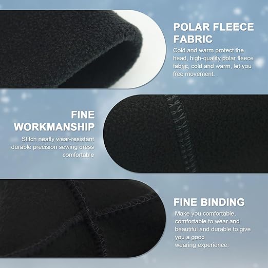 SKHAOVS Unisex 2-Pack Winter Thermal Beanies | Polar Fleece Windproof Running Hats for Men & Women. Black/Grey