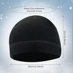SKHAOVS Unisex 2-Pack Winter Thermal Beanies | Polar Fleece Windproof Running Hats for Men & Women. Black/Grey